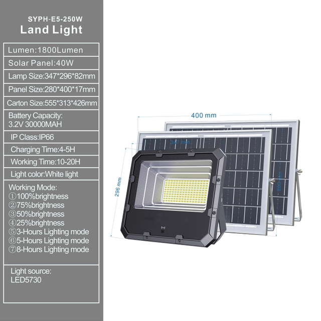 Solar-Landlicht für den Außenbereich / Solar-LED-Licht / Solar-Flutlicht 250W