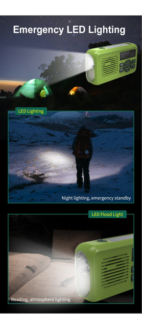 LED-Akku-/Solar-/Handrühr-Radio-Alarmlampe